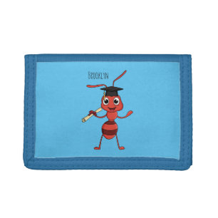 Cute happy red ant cartoon tri-fold wallet
