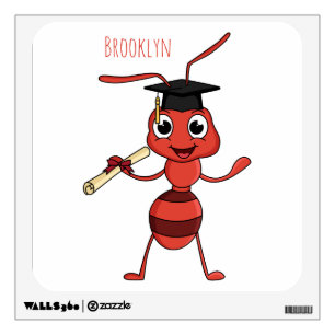 Cute happy red ant cartoon  wall decal