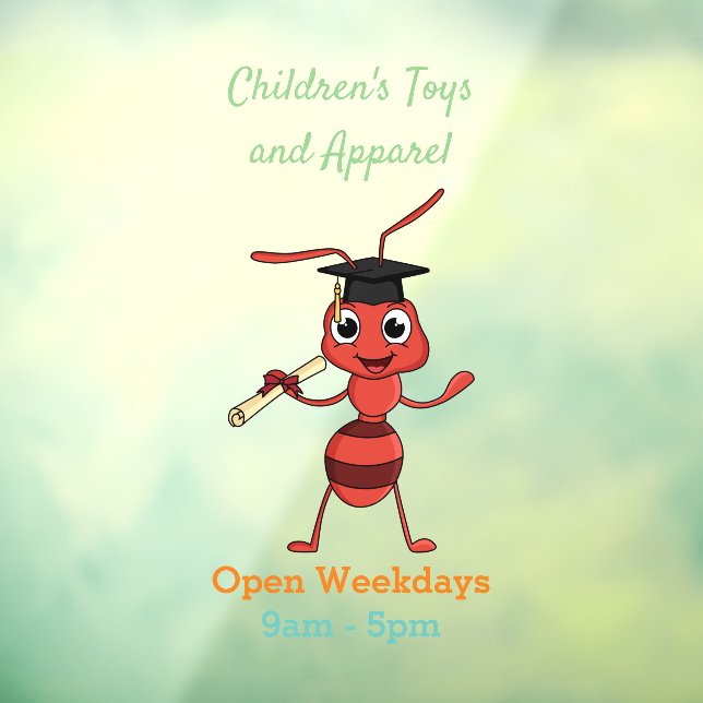 Cute happy red ant cartoon window cling (Sheet 3)