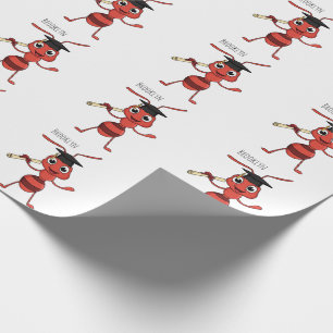 Cute happy red ant cartoon  wrapping paper