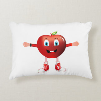 Cute Happy Red Apple Cartoon Blanket for Kids Accent Pillow