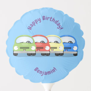 Cute happy red car cartoon illustration balloon