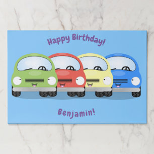 Cute happy red car cartoon illustration paper pad