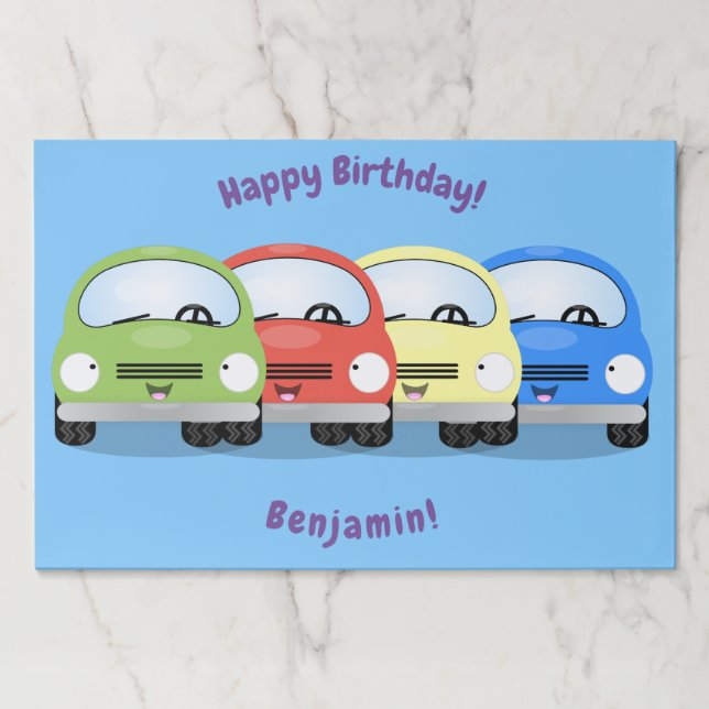 Cute happy red car cartoon illustration paper pad (Front)