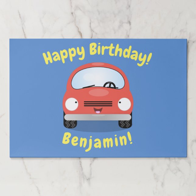 Cute happy red car cartoon illustration paper pad (Front)
