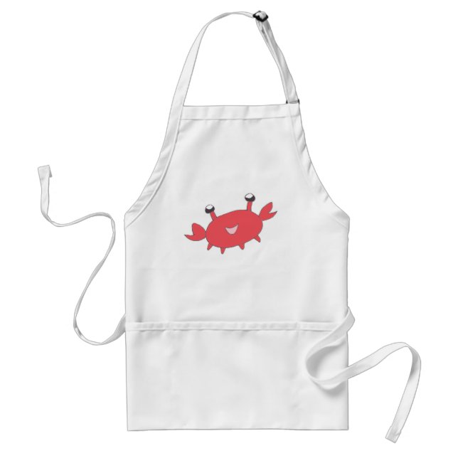 Cute Happy Red Crab Adult Apron (Front)