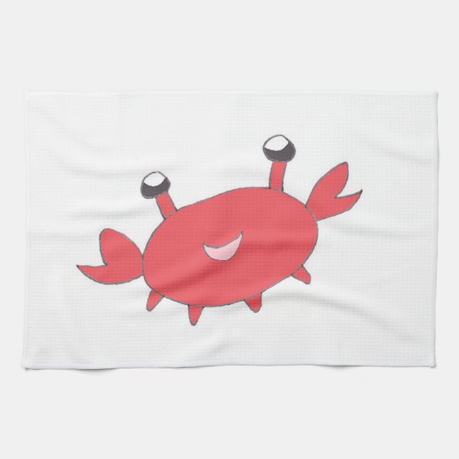 Cute Happy Red Crab Towel (Horizontal)
