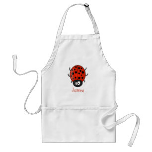 Cute happy red ladybug cartoon illustration adult apron