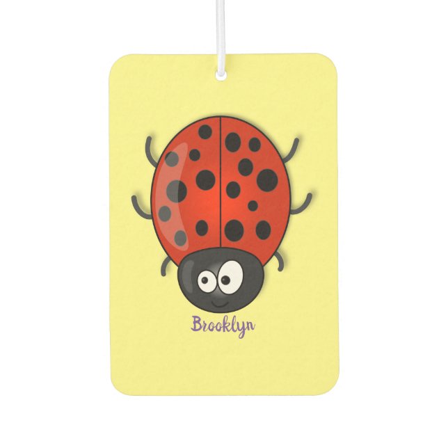 Cute happy red ladybug cartoon illustration air freshener (Front)