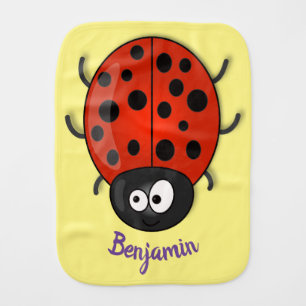 Cute happy red ladybug cartoon illustration baby burp cloth
