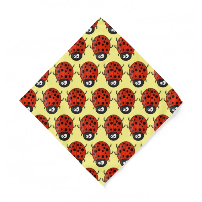 Cute happy red ladybug cartoon illustration  bandana (Front)
