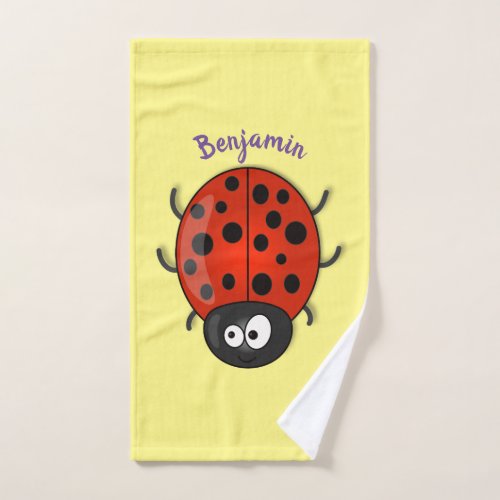 Cute happy red ladybug cartoon illustration bath towel set