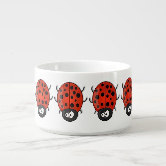 Cute happy red ladybug cartoon illustration bowl (Center)