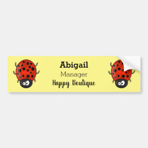 Cute happy red ladybug cartoon illustration bumper sticker