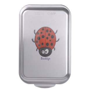 Cute happy red ladybug cartoon illustration cake pan