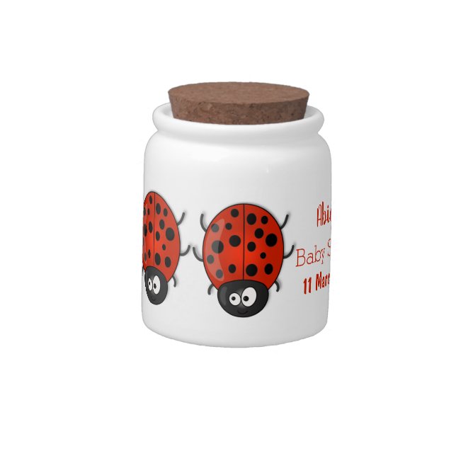 Cute happy red ladybug cartoon illustration candy jar (Left)