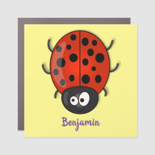Cute happy red ladybug cartoon illustration car magnet