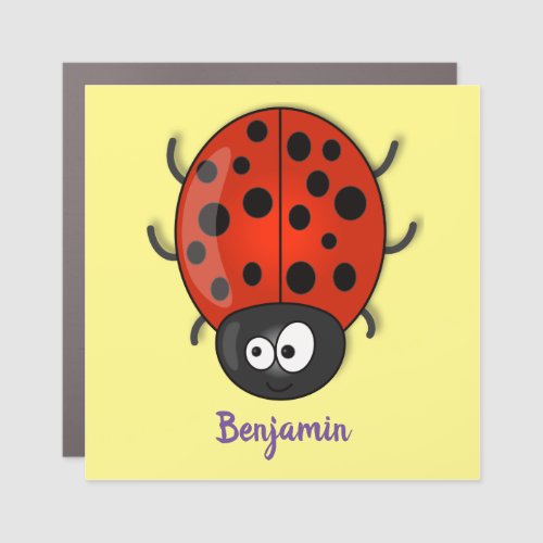 Cute happy red ladybug cartoon illustration car magnet