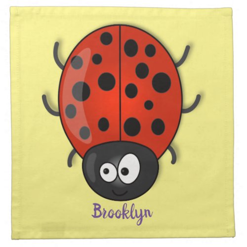 Cute happy red ladybug cartoon illustration cloth napkin