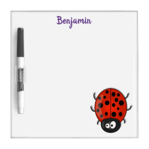 Cute happy red ladybug cartoon illustration dry erase board