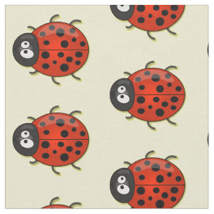 Cute happy red ladybug cartoon illustration fabric