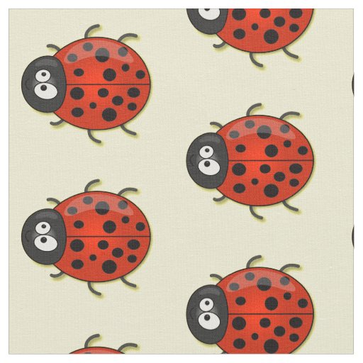 Cute happy red ladybug cartoon illustration fabric