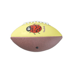 Cute happy red ladybug cartoon illustration football