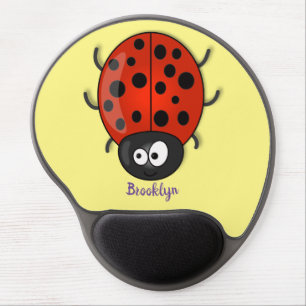 Cute happy red ladybug cartoon illustration gel mouse pad