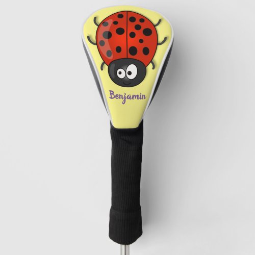 Cute happy red ladybug cartoon illustration golf head cover
