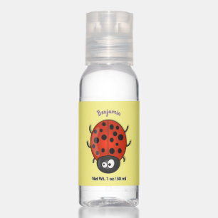 Cute happy red ladybug cartoon illustration hand sanitizer