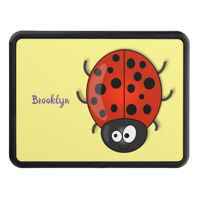 Cute happy red ladybug cartoon illustration hitch cover (Front)