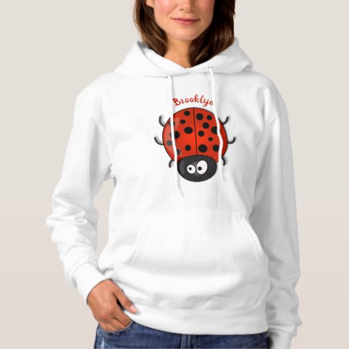 Cute happy red ladybug cartoon illustration hoodie