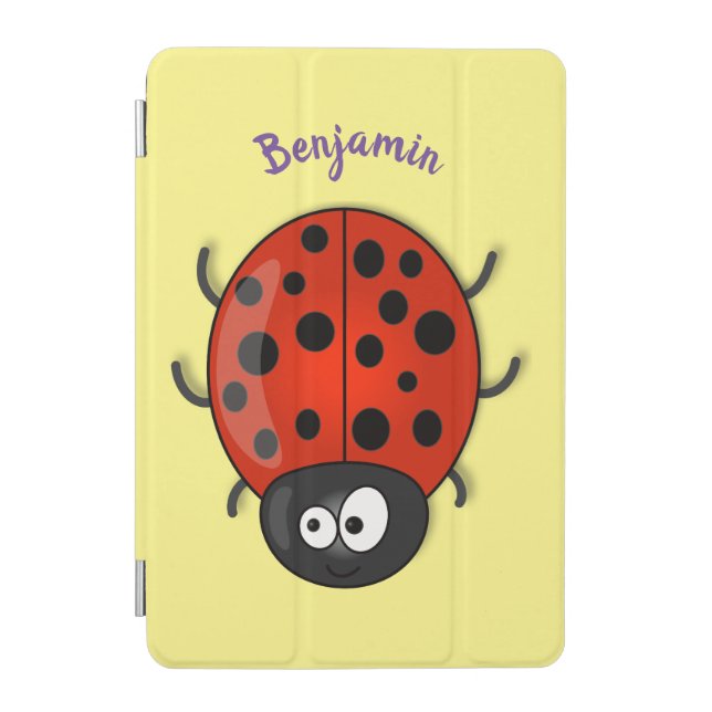 Cute happy red ladybug cartoon illustration iPad mini cover (Front)