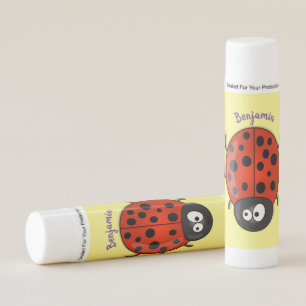 Cute happy red ladybug cartoon illustration lip balm