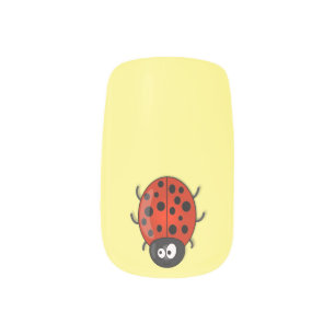Cute happy red ladybug cartoon illustration minx nail art