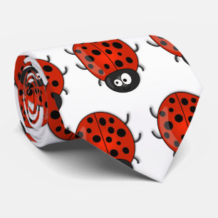 Cute happy red ladybug cartoon illustration neck tie