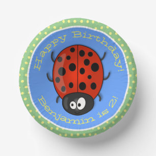 Cute happy red ladybug cartoon illustration paper bowls