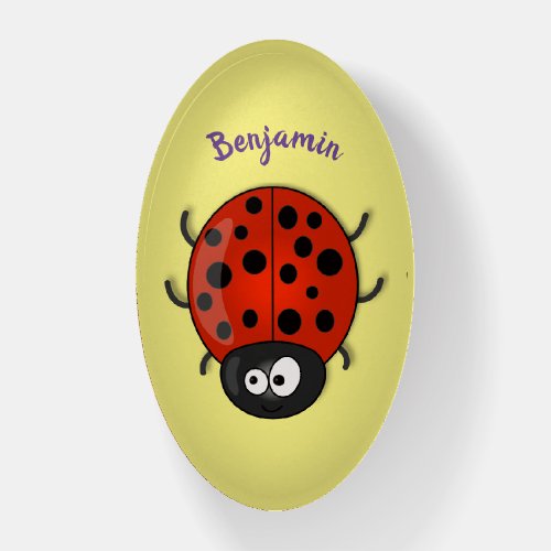 Cute happy red ladybug cartoon illustration paperweight