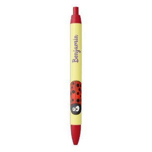 Cute happy red ladybug cartoon illustration pen