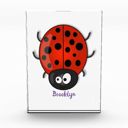 Cute happy red ladybug cartoon illustration photo block