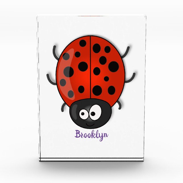 Cute happy red ladybug cartoon illustration photo block (Front)