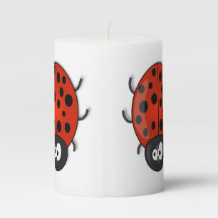 Cute happy red ladybug cartoon illustration pillar candle