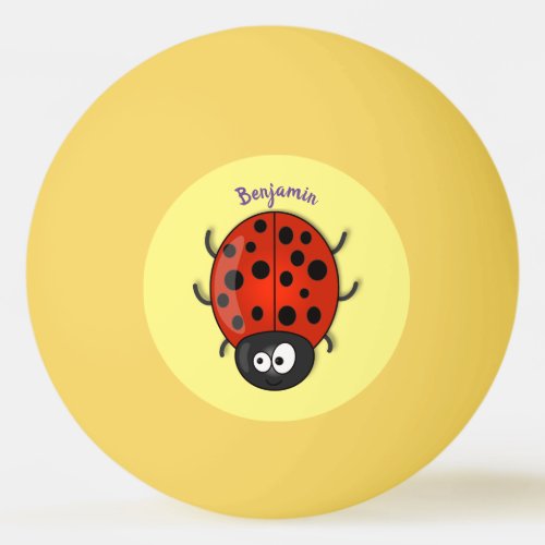 Cute happy red ladybug cartoon illustration ping pong ball