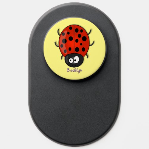 Cute happy red ladybug cartoon illustration PopSocket