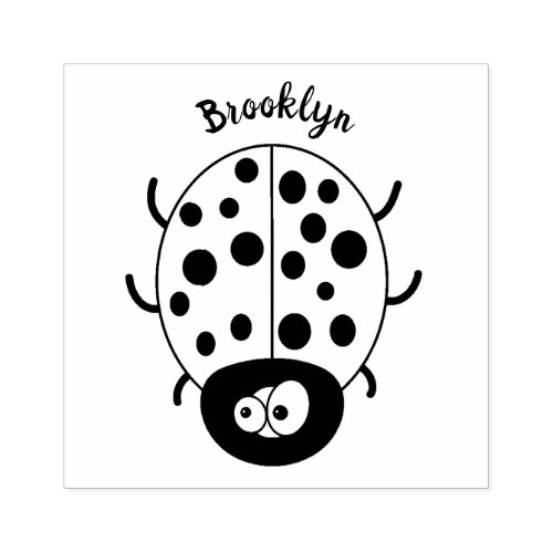 Cute happy red ladybug cartoon illustration  rubber stamp