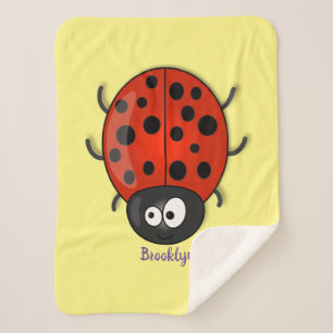 Cute happy red ladybug cartoon illustration  sherpa blanket