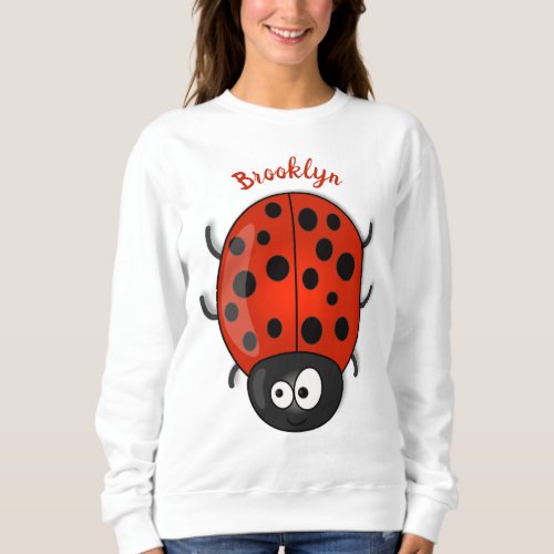 Cute happy red ladybug cartoon illustration sweatshirt