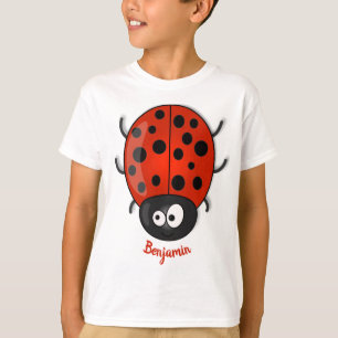 Cute happy red ladybug cartoon illustration T-Shirt