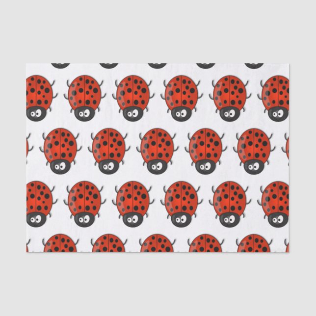 Cute happy red ladybug cartoon illustration tissue paper (Front)