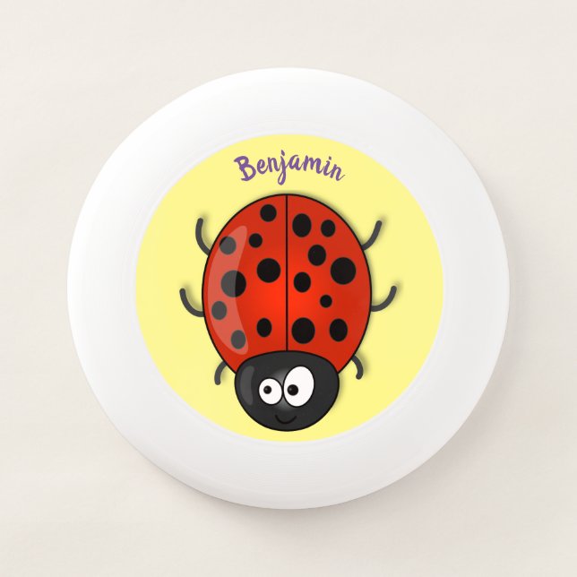 Cute happy red ladybug cartoon illustration Wham-O frisbee (Front)